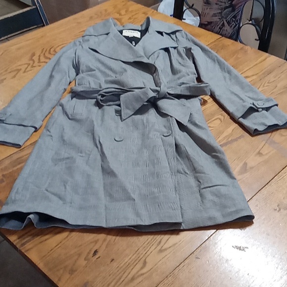 L'AGENCE Womens Jacket Coat Small / Petite SP Gray Trench NEW Black White Grey - Picture 1 of 8